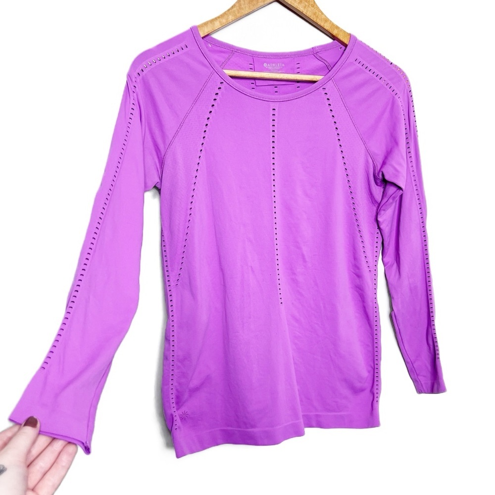 Athleta Long Sleeve Athletic Top Purple Cutout Detail Workout‎ Activewear Women